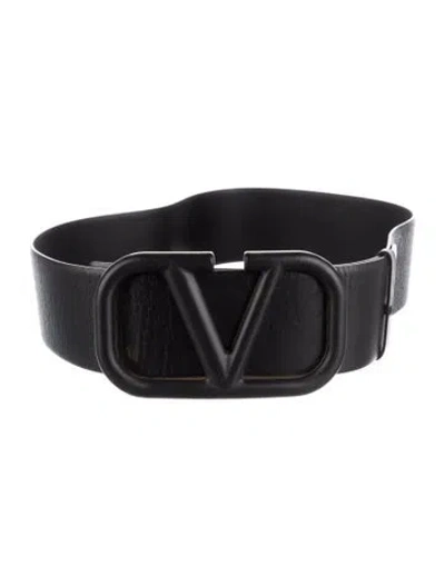 Pre-owned Valentino Garavani Wide Leather Belt In Black