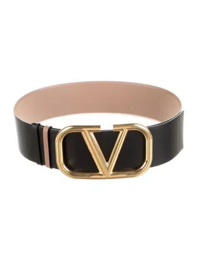 Pre-owned Valentino Garavani Wide Leather Belt In Black