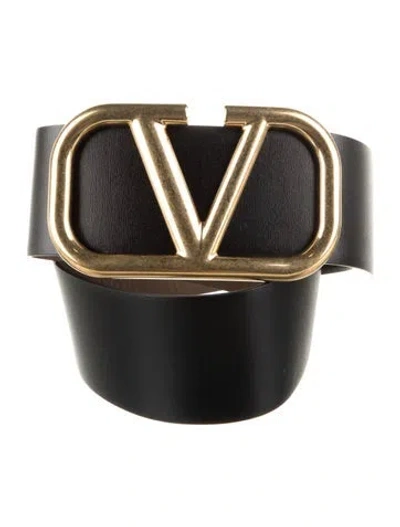 Pre-owned Valentino Garavani Wide Leather Belt In Black