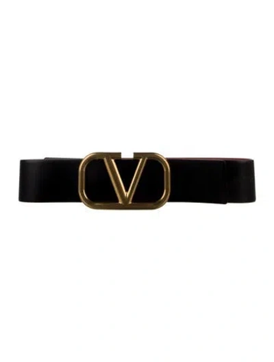 Pre-owned Valentino Garavani Wide Leather Belt In Black