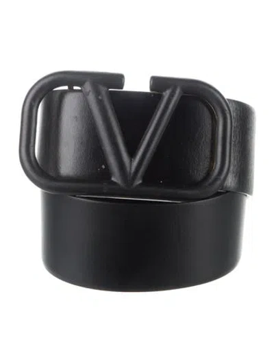 Pre-owned Valentino Garavani Wide Leather Belt In Black