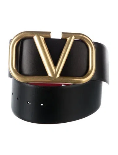 Pre-owned Valentino Garavani Wide Leather Belt In Black