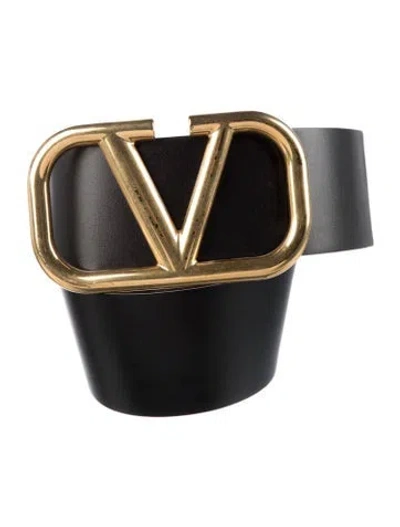 Pre-owned Valentino Garavani Wide Leather Belt In Black