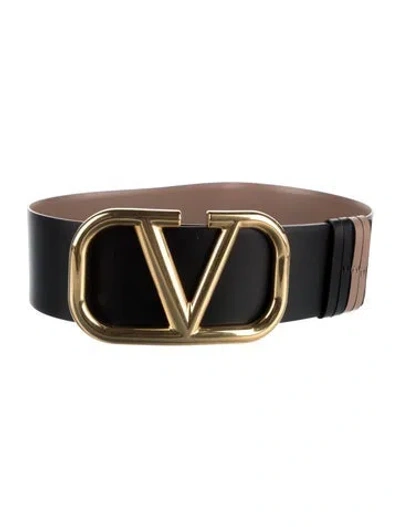 Pre-owned Valentino Garavani Wide Leather Belt In Black