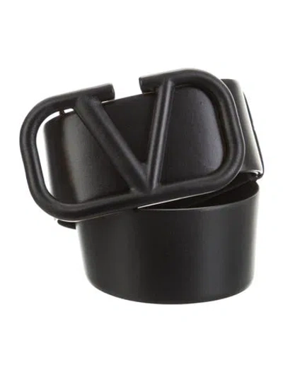 Pre-owned Valentino Garavani Wide Leather Belt In Black