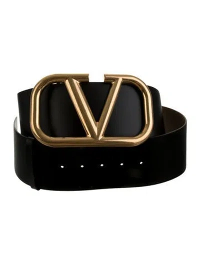 Pre-owned Valentino Garavani Wide Leather Belt In Black