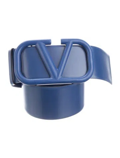 Pre-owned Valentino Garavani Wide Leather Belt In Blue