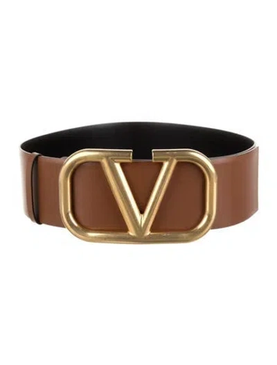Pre-owned Valentino Garavani Wide Leather Belt In Brown