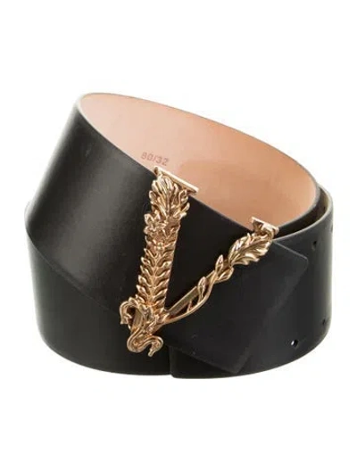 Pre-owned Valentino Garavani Wide Leather Belt Kit In Black