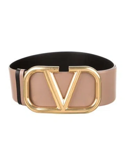 Pre-owned Valentino Garavani Wide Leather Belt Kit In Neutral