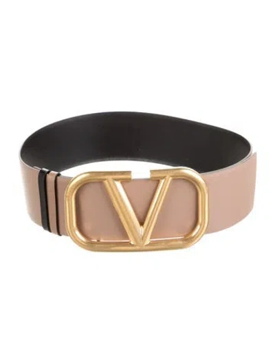 Pre-owned Valentino Garavani Wide Leather Belt In Neutral