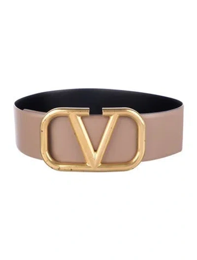 Pre-owned Valentino Garavani Wide Leather Belt In Neutral