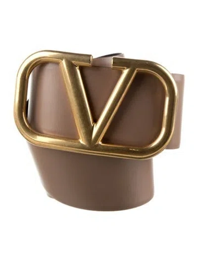 Pre-owned Valentino Garavani Wide Leather Belt In Neutral