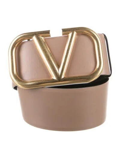 Pre-owned Valentino Garavani Wide Leather Belt In Neutral