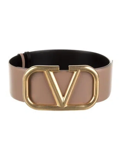 Pre-owned Valentino Garavani Wide Leather Belt In Neutral