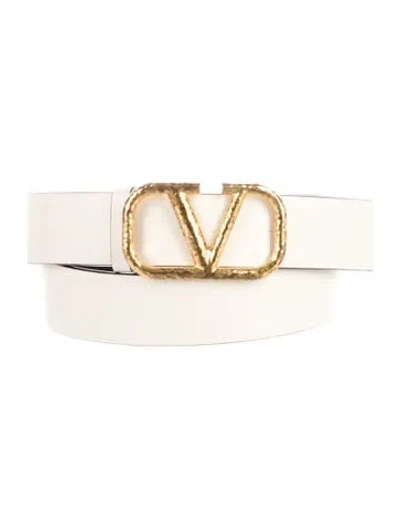 Pre-owned Valentino Garavani Wide Leather Belt In Neutral