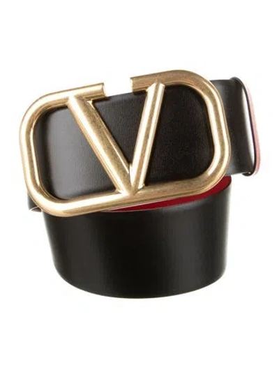 Pre-owned Valentino Garavani Wide Leather Belt W/ Tags In Black