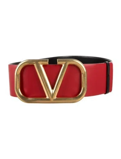 Pre-owned Valentino Garavani Wide Leather Belt W/ Tags In Red