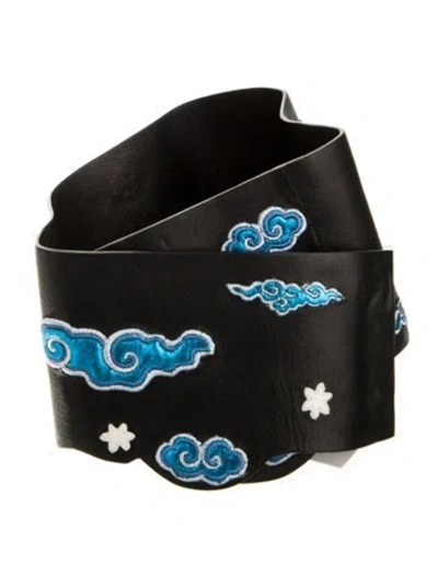 Pre-owned Valentino Garavani Wide Leather Waist Belt In Black