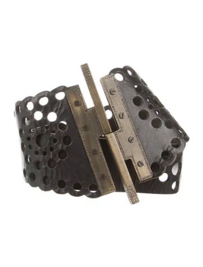 Pre-owned Valentino Garavani Wide Leather Waist Belt In Black