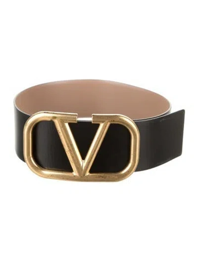 Pre-owned Valentino Garavani Wide Leather Waist Belt In Black