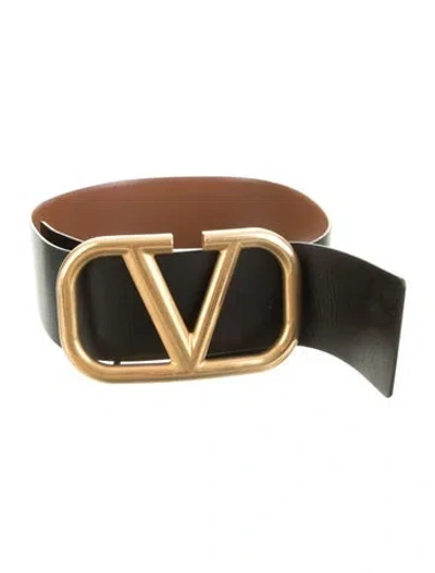 Pre-owned Valentino Garavani Wide Leather Waist Belt In Black/brown