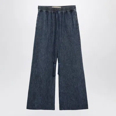 Valentino Wide Leg Blue Cotton Jeans