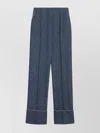 Valentino Blue Trousers In Chambray Denim In Blue