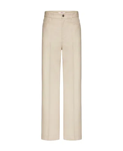 Valentino Wide-leg Contrast-stitch Trousers In Naturale