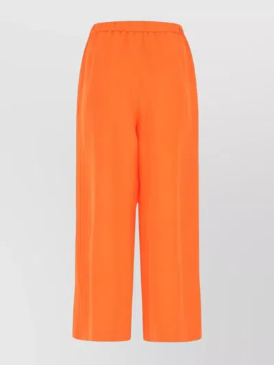 Valentino Wide Leg Crepe Culotte Pant In Orange