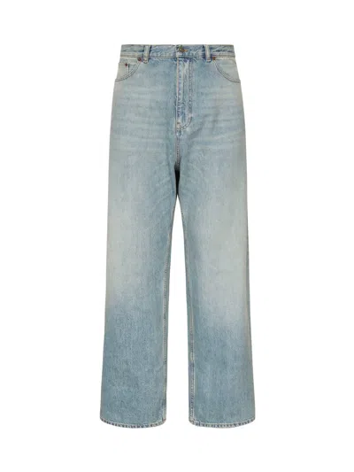 Valentino Wide Leg Denim Jeans In Blue