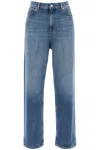 Valentino High-rise Denim Wide-leg Pants In Blu