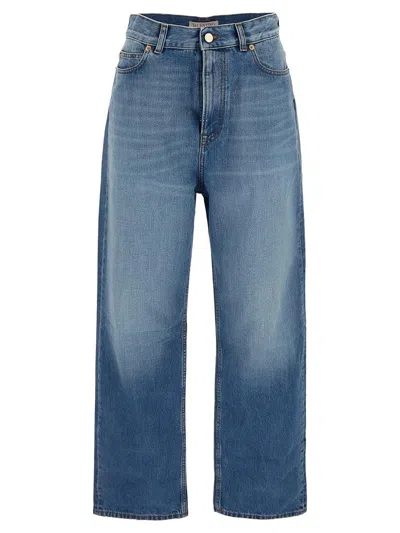Valentino Wide Leg Jeans In Blue