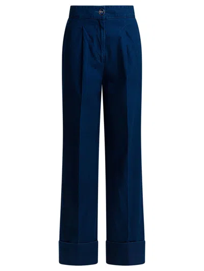 Valentino Garavani Wide-leg Jeans With Pleats In Multi