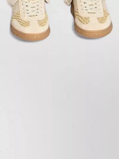 Valentino Wide Leg Low Waist Denim Trousers In Neutral