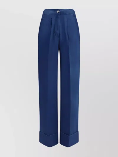 VALENTINO WIDE LEG PLEATED TROUSERS WITH CUFFED HEM