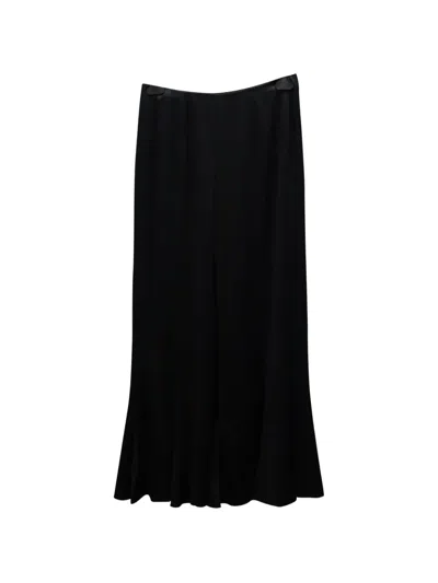 Pre-owned Valentino Wide-leg Satin Trousers In Black