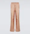 Valentino Wide-leg Track Pants In Beige
