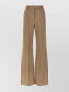 Valentino Wide Leg Trousers Featuring Natte Button In Brown