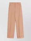 Valentino Wide-leg Trousers With Cuffed Hem And Pleats In White