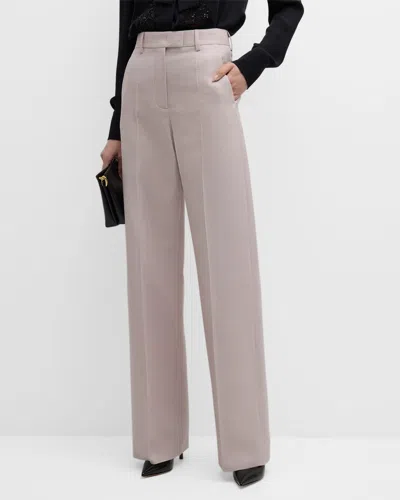 Valentino Wide-leg Trousers With Pleated Front In Mauve