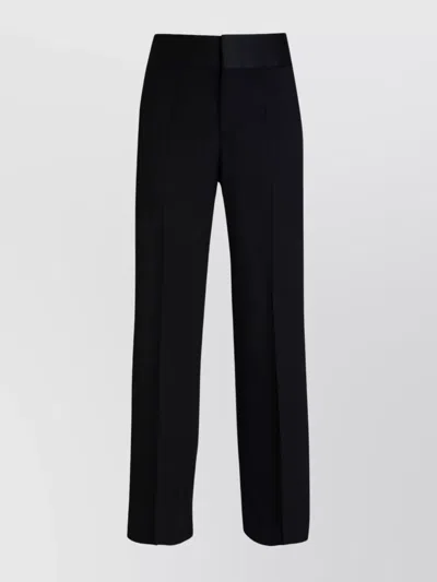 Valentino Wide Leg Trousers With Side And Back Pockets In Black