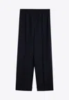 Valentino Wide Leg Wool-blend Pants In Navy