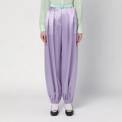 VALENTINO WIDE LILAC SILK PANTS