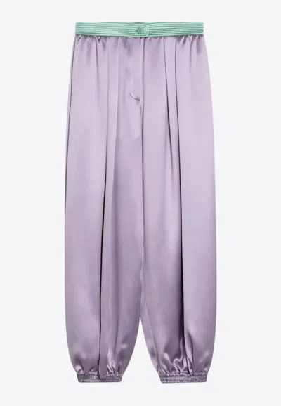 VALENTINO WIDE PLEATED SILK PANTS