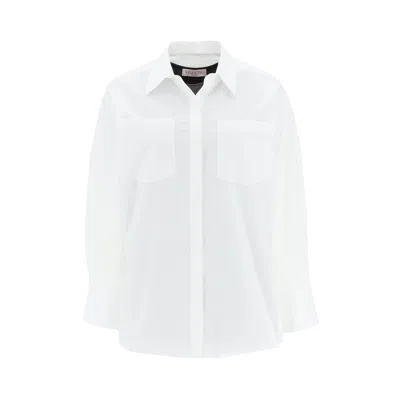 Pre-owned Valentino Wide Poplin Shirt 'bianco/ebano' | White | Women's Size 40
