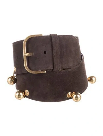 Pre-owned Valentino Garavani Wide Suede Waist Belt In Brown