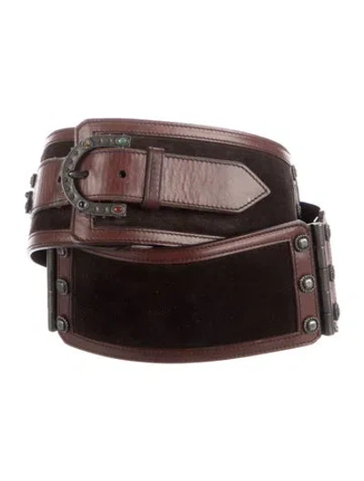 Pre-owned Valentino Garavani Wide Suede Waist Belt In Brown
