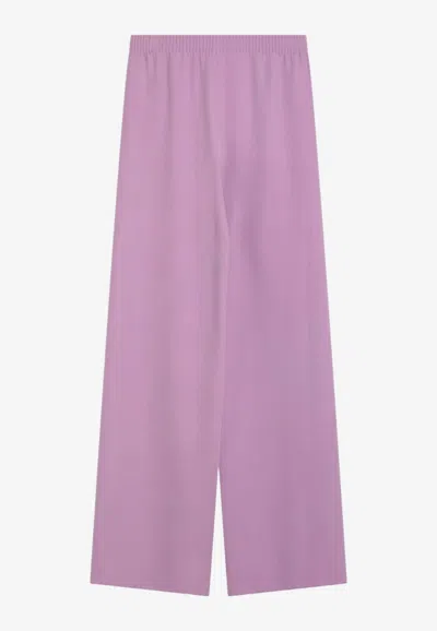 Valentino Wide-leg Silk Pants In Purple