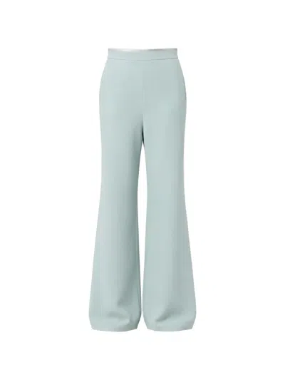 Valentino Wide-leg Silk Trousers In Blue